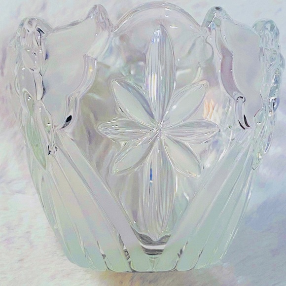 Gorham Crystal Angels of Peace Votive Candle Holder Frosted Christmas Germany - Picture 4 of 15